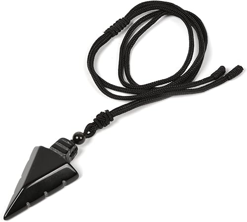 Miniatura 3 de Collar con dije de amuleto de cristal de punta de flecha de punta de flecha de 1.850 in con parte trasera plana y punta de flecha natural, de 18 a