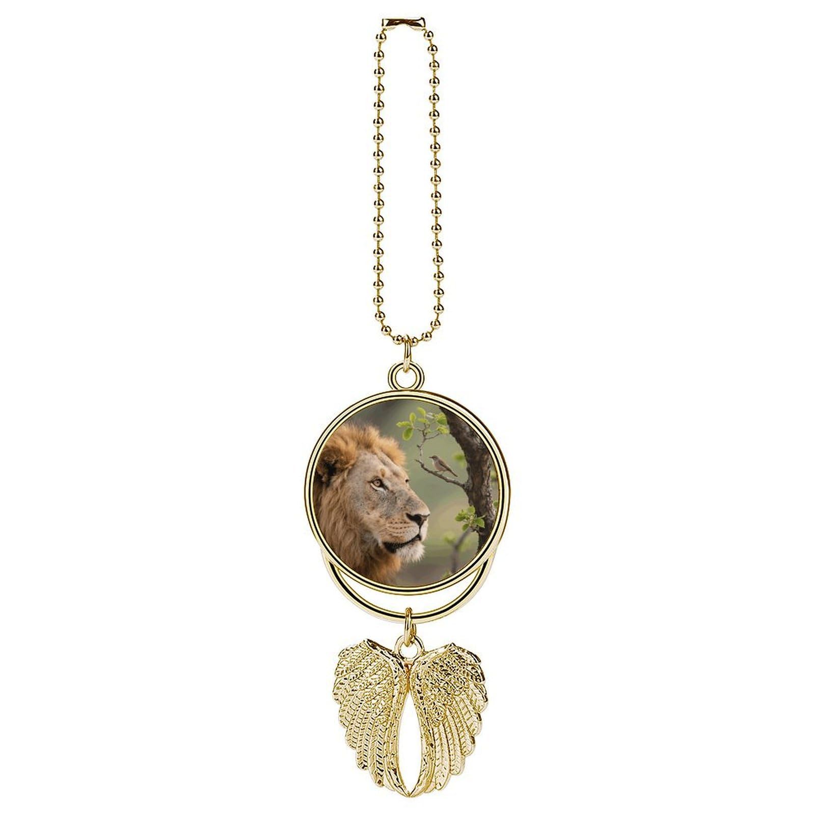 Guardian Angel Wing Lion Car Hanging Ornament for Rearview Mirror Golden Car Charm Pendant Decorations Rearview Mirror Hanging Accessory Decor Gift for Women Men New Drivers