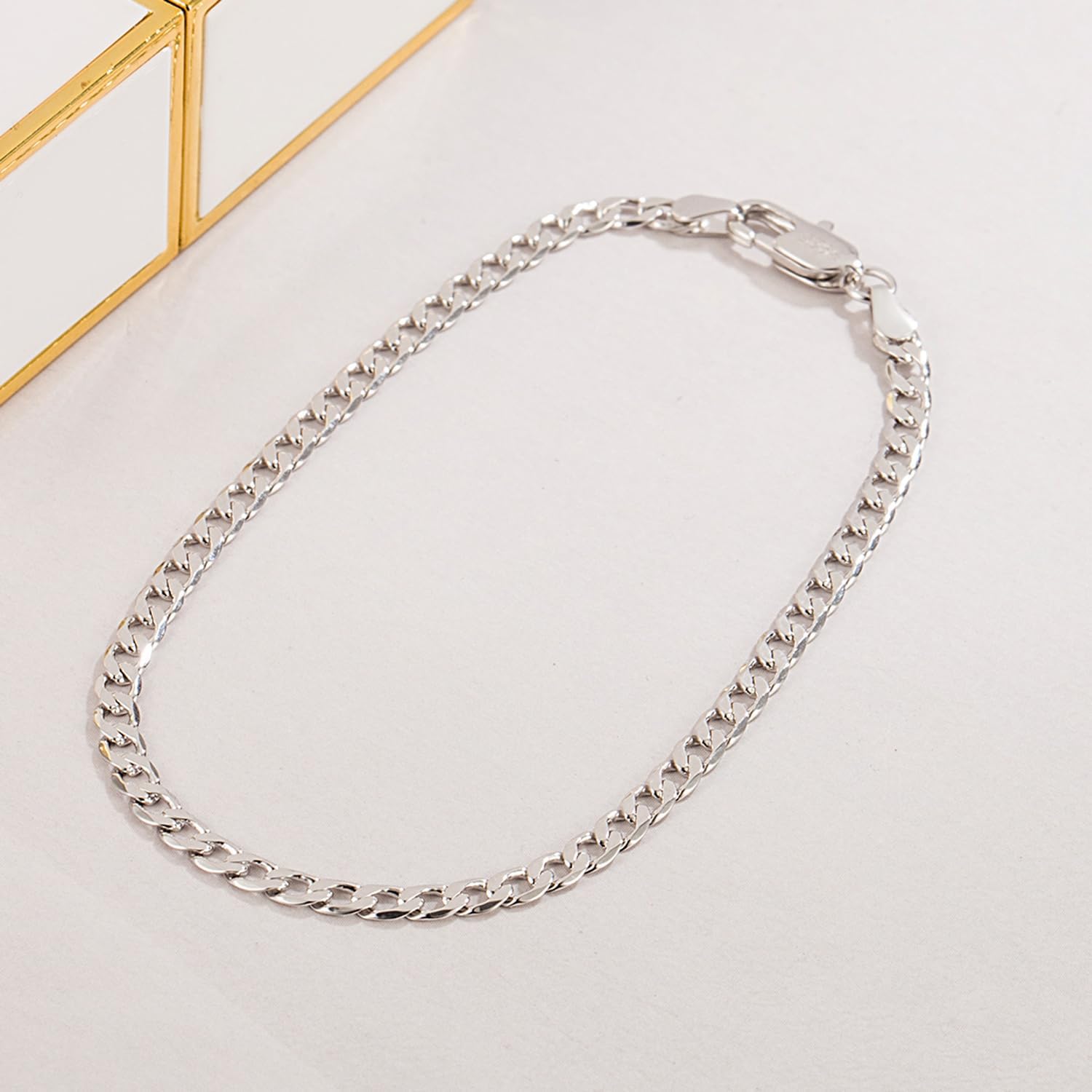 Dankadi Italy 925 Sterling Silver Men Bracelet 3-4-5MM Diamond Cut Cuban Link Chain 5.9 "6.3" 7" 7.5" 8" 8.5" 9" Fine Cuff Jewelry Gifts For Women - Image 5