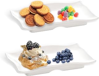 2-pack Creative 6"x4" Curvy Plastic Snack Plates – Modern Faux Porcelain Appetizer Trays for Bar, Restaurant, or Home – Lightweight, Durable, and Stylish