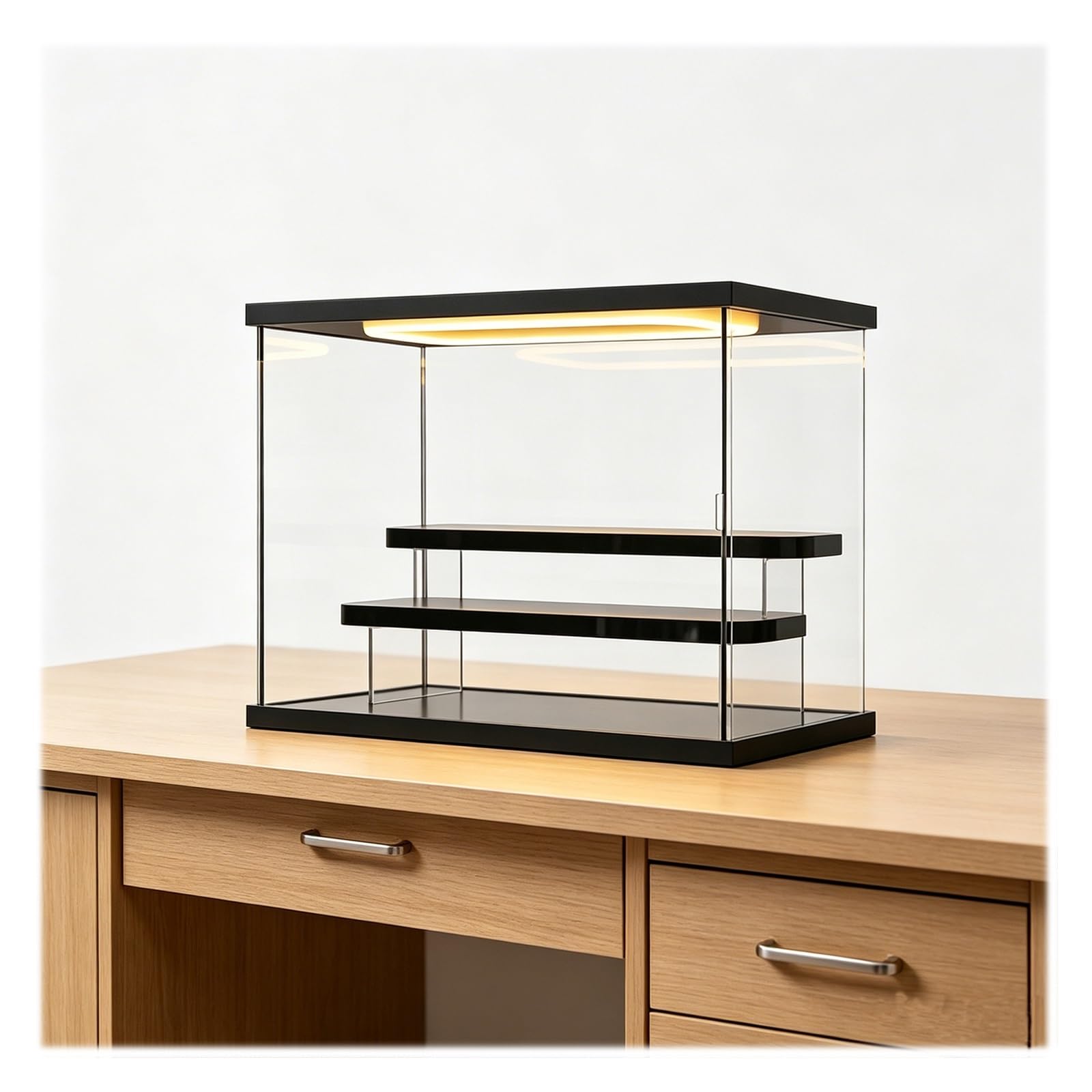 Teca Plexiglass Scatola in Acrilico per Vetrina, Scatola di Presentazione per Vetrina con Protezione in Acrilico Trasparente con Porta, Vetrina per Collezionisti(3 Layers)