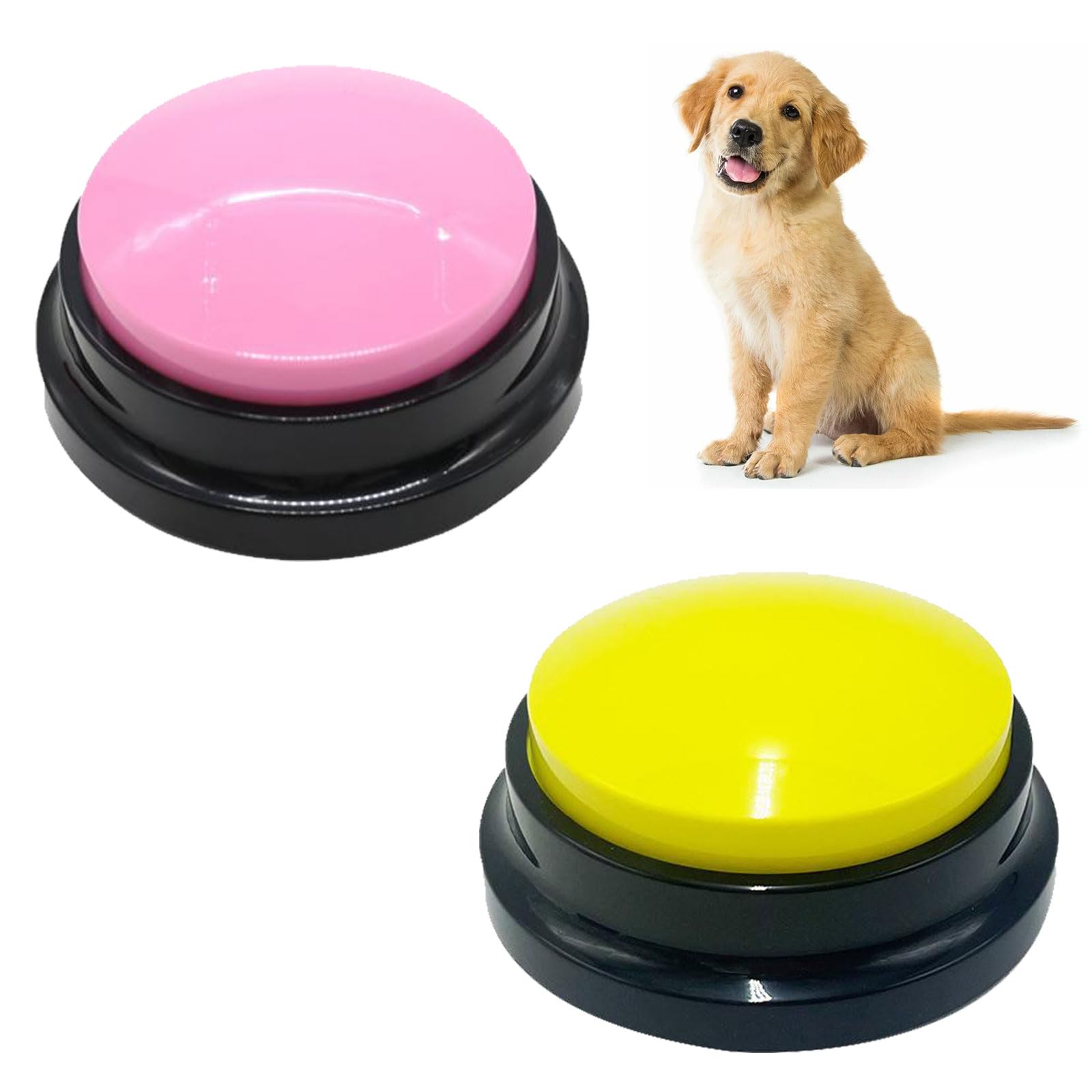 Buzzer z funkcją nagrywania, przyciskami dla psa, przycisk komunikacji dla zwierząt domowych, 2 sztuki guzików dla psa do komunikacji z psem, trening zwierząt domowych, nagrywanie i odtwarzanie przez