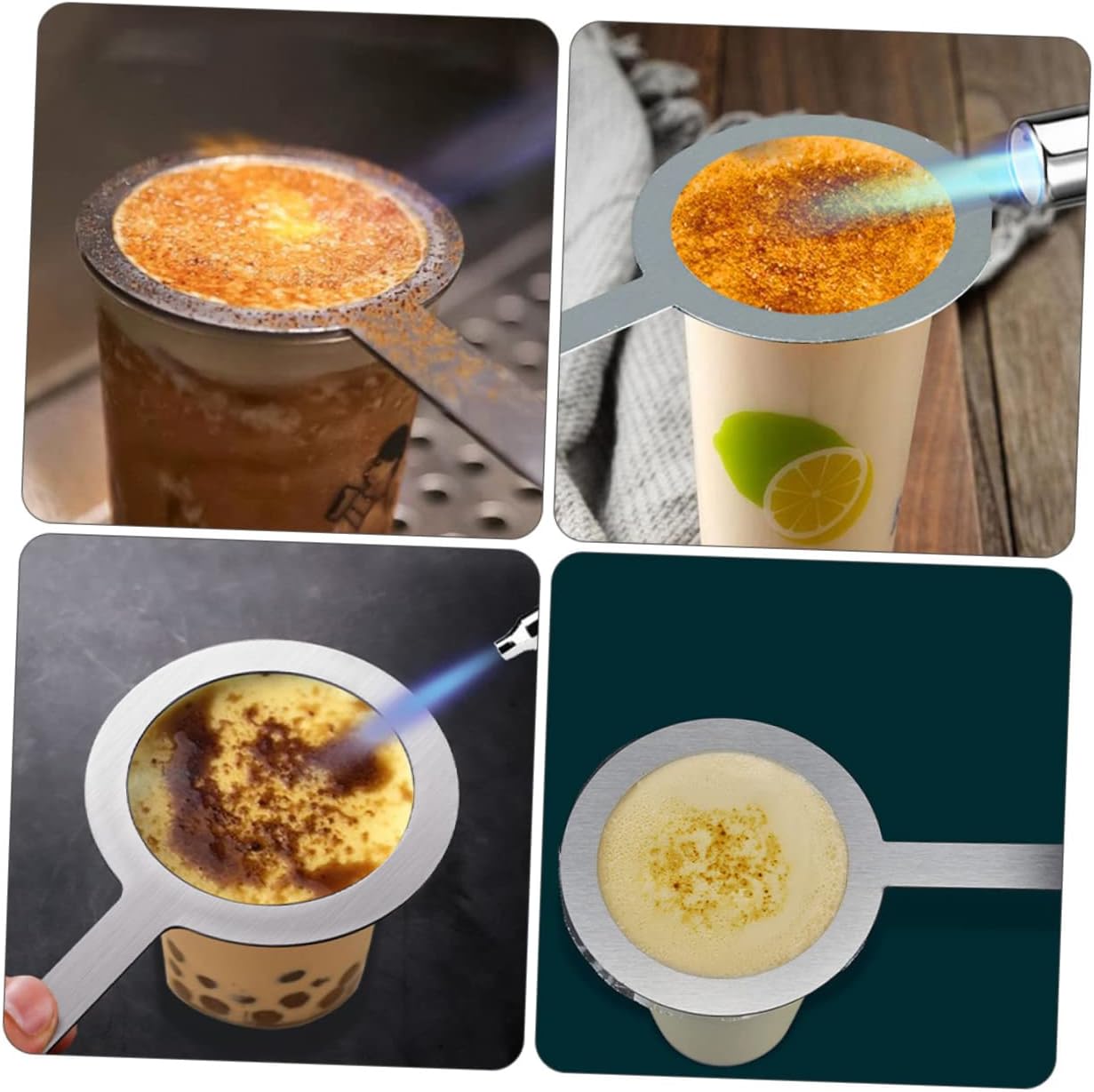 4Pcs Stainless Steel Milk Tea Cup Rings Baking Cup Rim Gaskets with Handle for Easy Use Craftsmanship and for Cafe Restaurant