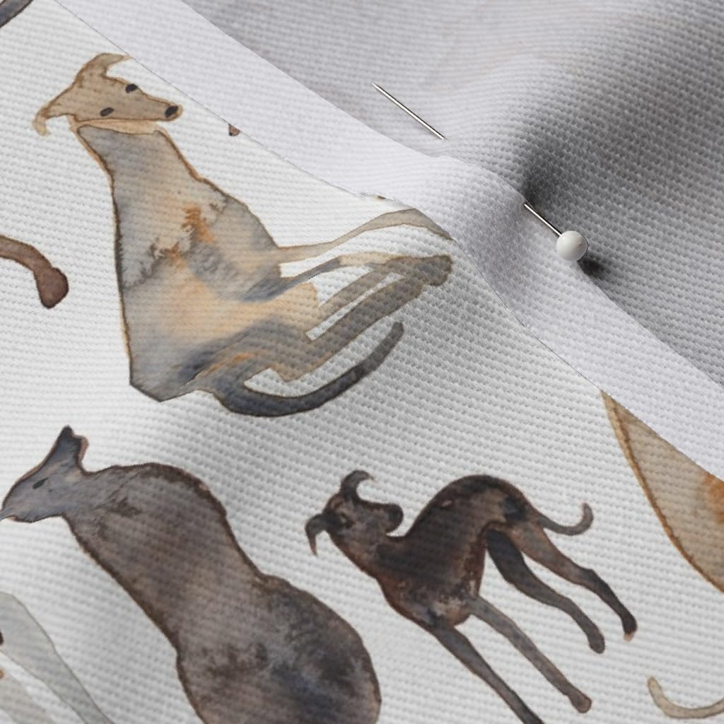 Spoonflower Fabric - Dog Pet Sighthound Greyhound Whippet Lurcher Puppy Watercolor Printed on Denim Fabric Fat Quarter - Bottomweight Apparel Home Decor Upholstery