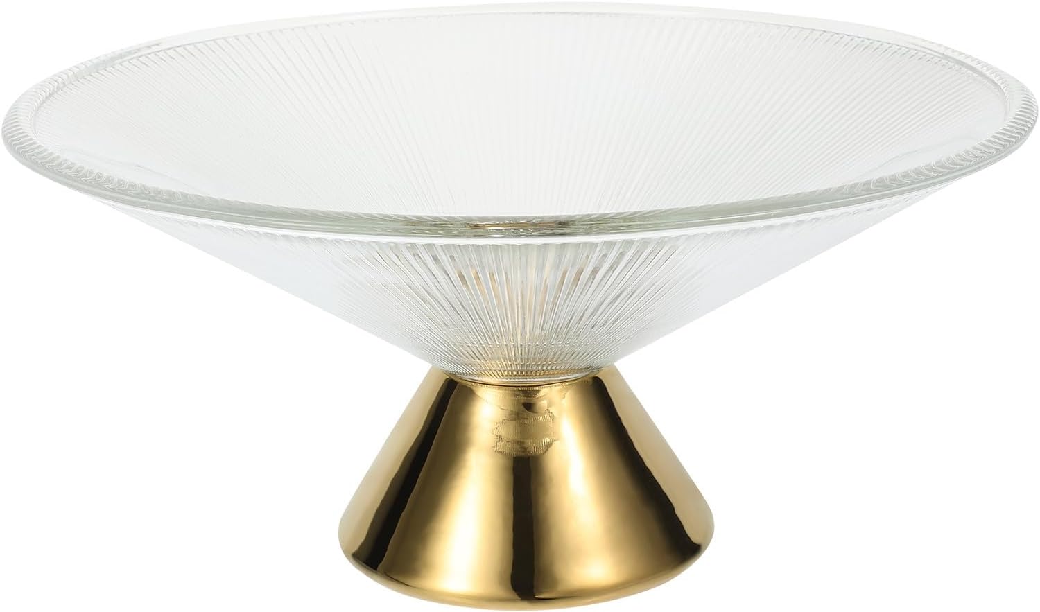 BESPORTBLE Footed Glass Fruit Bowl Decorative High Base Serving Plate for Snacks and Dried Fruit, Textured Glass, Modern Dining Table Centerpiece,