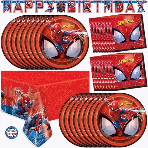 Spiderman Birthday Decorations - Banner, Tablecloth, Plates and Napkins