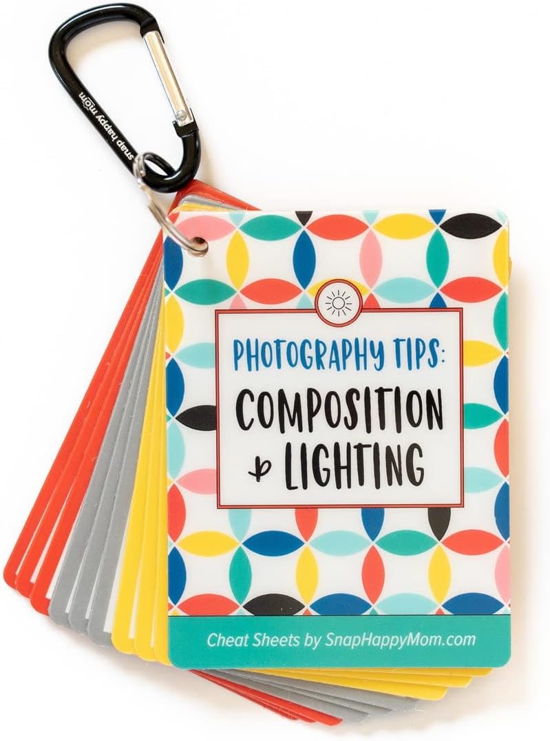 Photography Tips: Composition & Lighting Cheat Sheet Cards | Pocket-Sized Quick Reference Cards for Beginners | Snap Happy Mom (Bright)