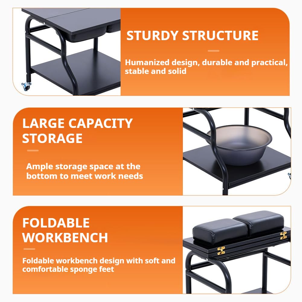 Carrello Per Pediluvio in Acciaio Inossidabile A Doppio Strato, Carrello Per Pedicure Portatile Per Stazione Di Massaggio Per Manicure Con Poggiapiedi, Carrello Per Estetista Per Pedicure