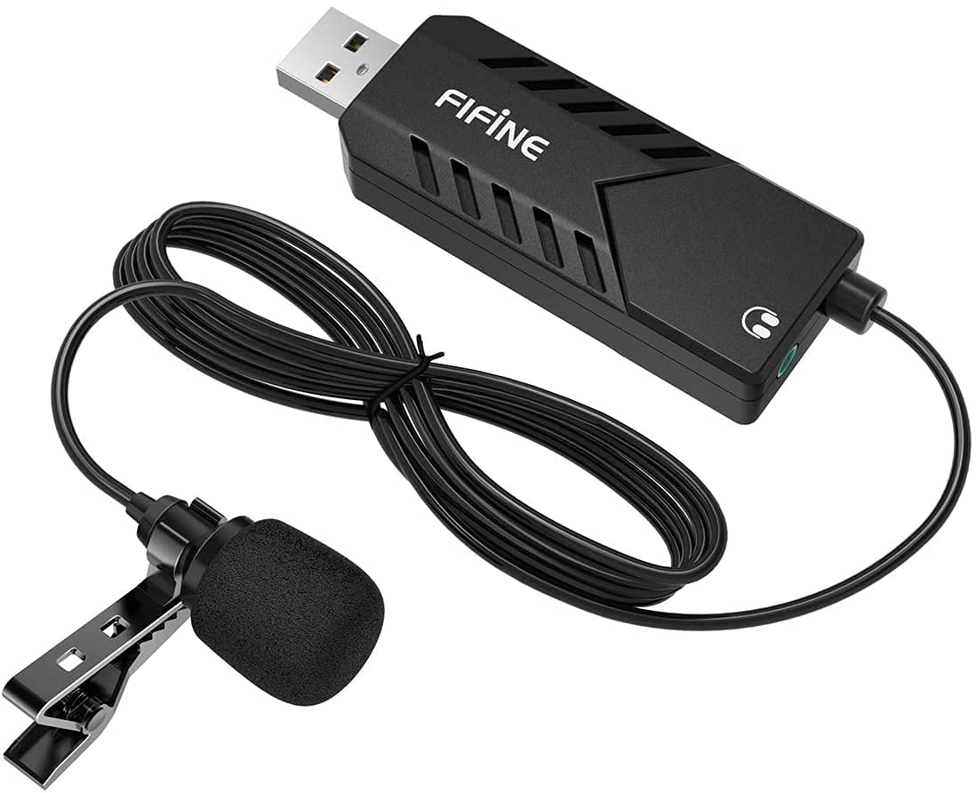 FIFINE USB mikrofon lavalier bağlantısı, kondansatör bilgisayar mikrofonu, ses kartlı, PC ve Mac için - K053