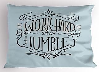 Ambesonne Modern Pillow Sham Set of 2, Work Hard Stay Humble Words Theme Inspirational Display, Quality Microfiber Bedding Item for All Seasons, 30
