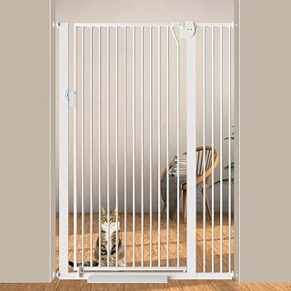 59" Extra Tall Cat Pet Gate 32.6-36.2" Wide Pressure Mounted Tall Pet Gate Easy Walk-Through Auto-Close Safety Pet Gate for Cats and Dogs for Indoor Stairs, Doorways, and Kitchen