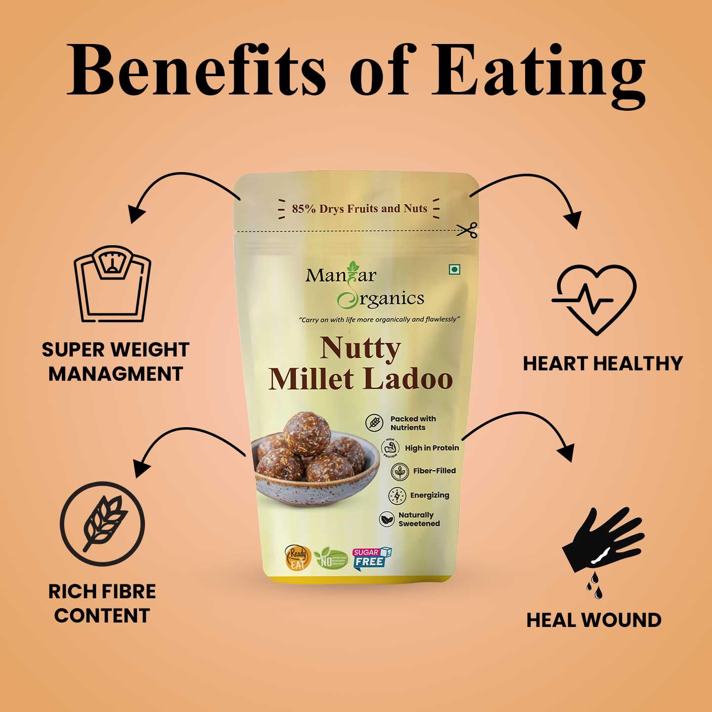 ManHar Organics Millet Nutty Ladoo 150g - Healthy, Guilt-Free Snack | Made with Dry Fruits & Jaggery, No Added Sugar | Rich in Fiber & Nutrients | Energy Booster | Keto-Friendly | Gluten-Free 4