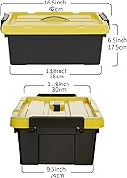Vista 3 de Contenedor de almacenamiento de 16 cuartos de galón x 4 con tapa abatible, apilable, resistente, contenedores de almacenamiento de plástico, caja
