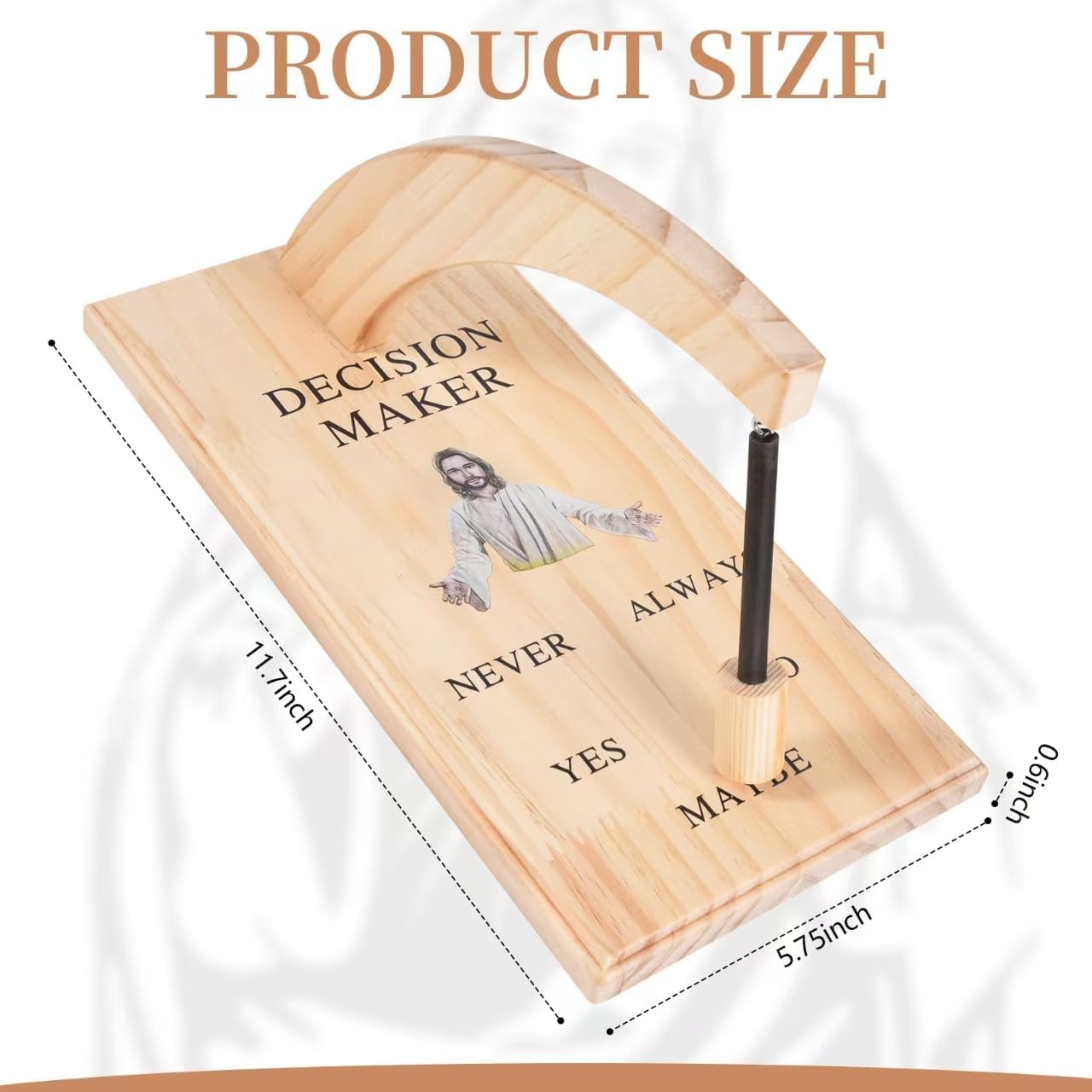 Large Size Decision Maker with Jesus Design - God Bless You Wooden Magnetic Pendulum for Party Fun and Daily Choices, Solve Yes/No/Maybe Questions with Ease (13inch*6inch*0.4inch)