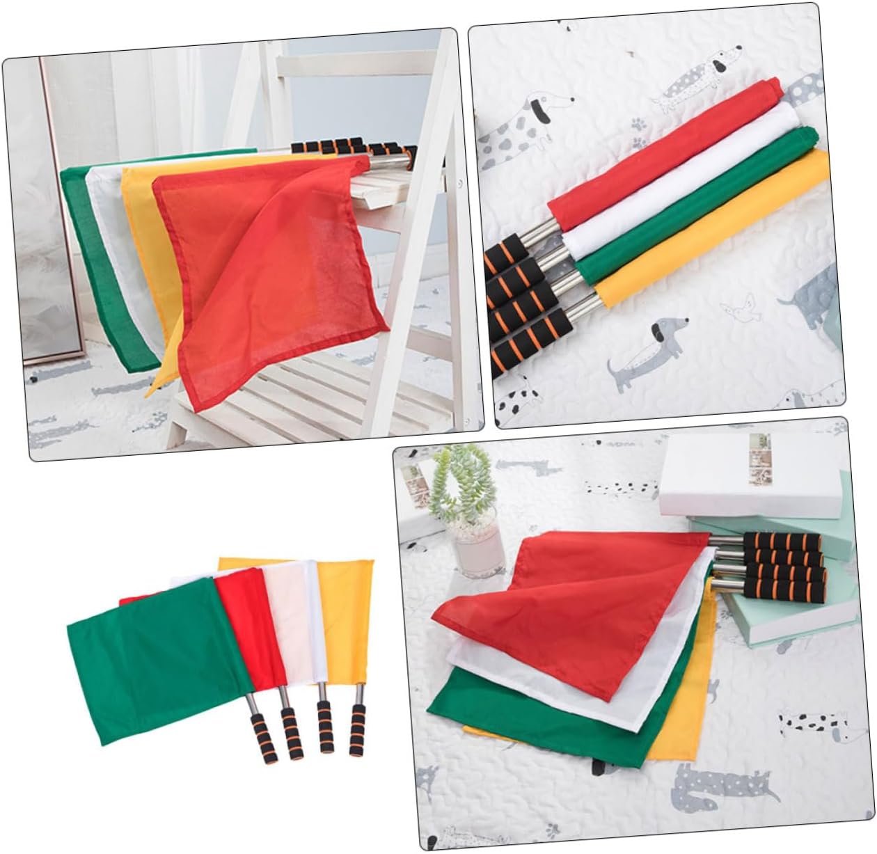 Happyyami Flag Cheering Handheld Referee Flag Soccer Flags Competition Referee Flag Racing Flag Competition Signal