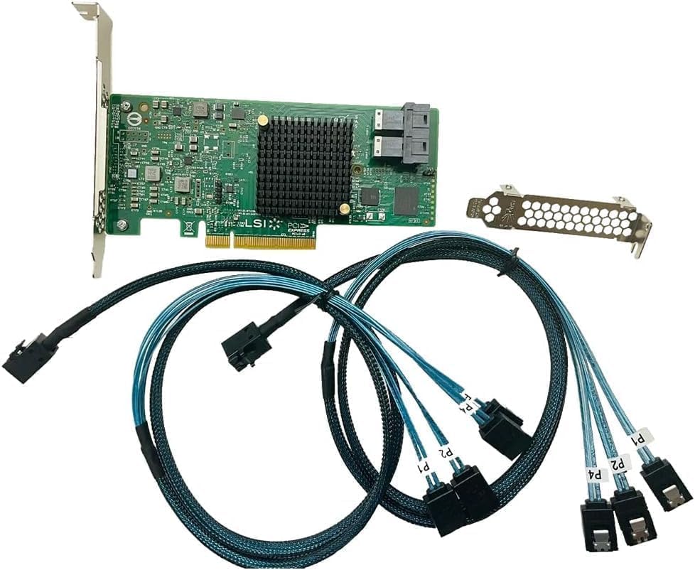 LSI SAS3008 9300-8I IT-Mode HBA JBOD PCI-E 3.0 SATA/SAS 8-Port 12Gb/s ZFS FreeNAS unRAID 2* SFF-8643 SATA Cable