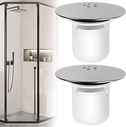 Shower Drain Cover, Pack of 2 Drain Cover Shower 90 mm/115 mm/63 mm Shower Drain Lid for Drain Set, Shower Drain with Hair Catcher, Odour Trap, Shower Drain Cover