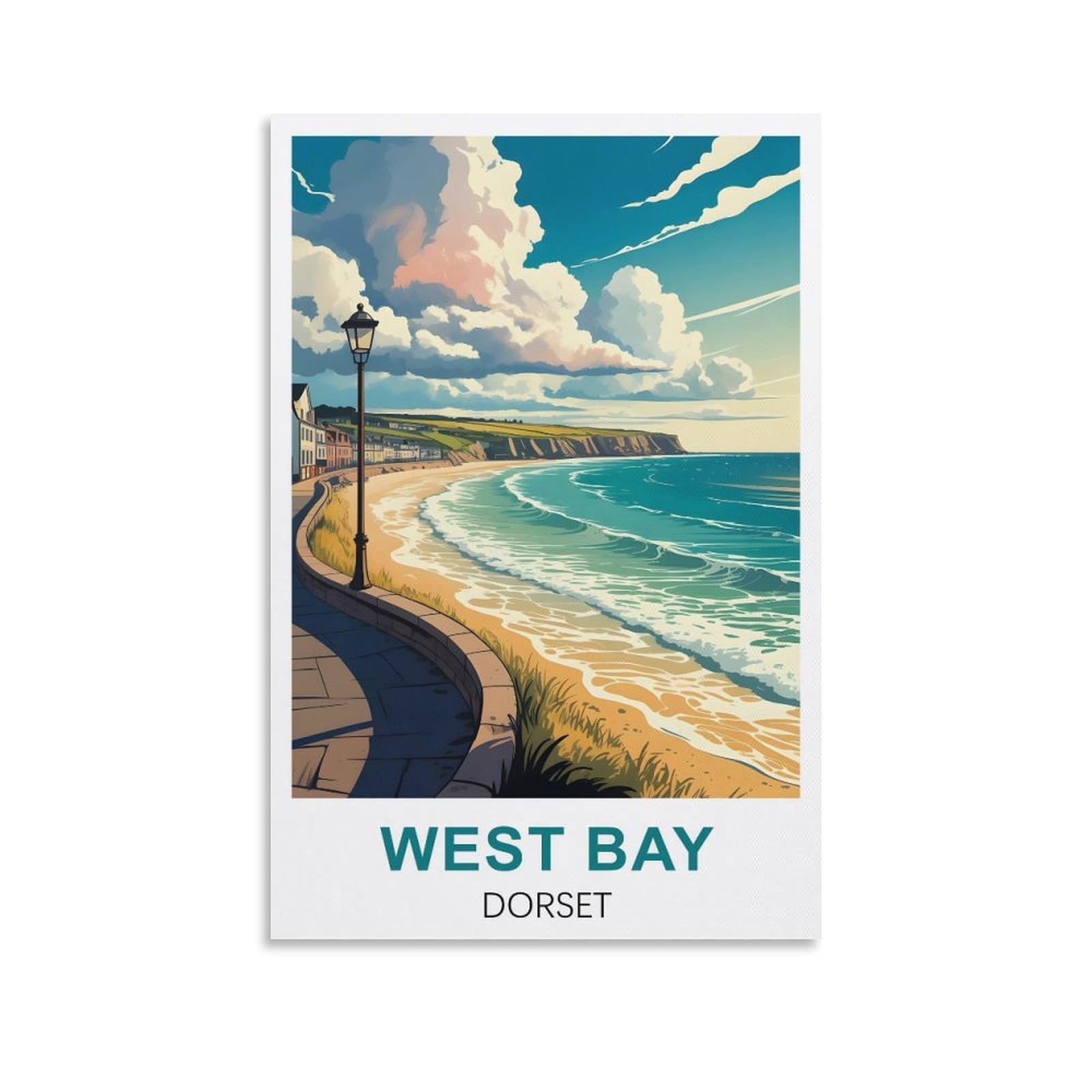 EZMLFA DIY 5D Diamond Painting Kits for Adults,West Bay Dorset DIY Diamond Art Kits Gem Painting Crafts for Home Wall Decor 40x40cm
