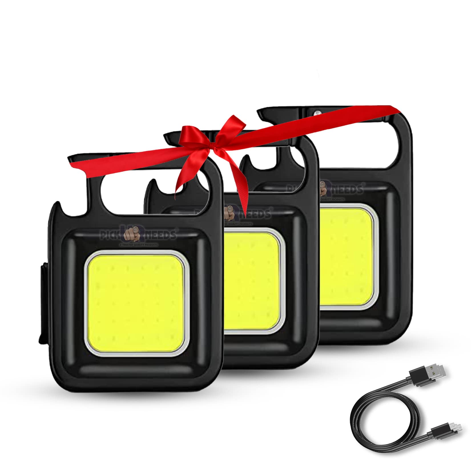 Pick Ur Needs Rechargeable Mini Cute Pocket Keychain LED Emergency Torch Lantern Light Magnet with Folding Bracket Bottle(Pack of 3)