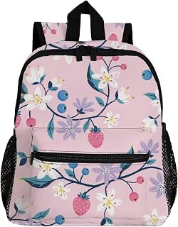 Mochila de morangos e mirtilos para crianças pequenas e meninas meninos Mochila escolar escolar para viagem para crianças primárias estudantes crianças, Colorido., 9.5 x3 x14 inch, Mochilas Daypack