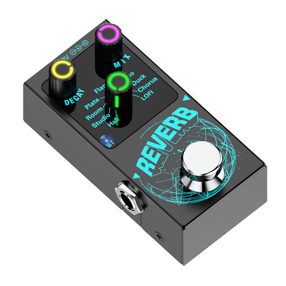 Laroal Guitar Digital Reverb Effector 9 Reverb Tones Guitar Effects Pedal Guitar Effect Pedal Accompaniment Decay/Mix Luminous Control Knobs - Image 3