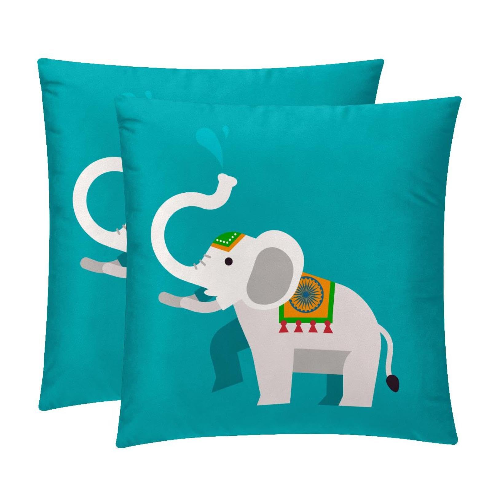 TDGKPZ Cartoon Elephant Throw Pillow Covers 2 Pack Cushion Cases Decorative Pillow Cases Home Decor 45x45cm