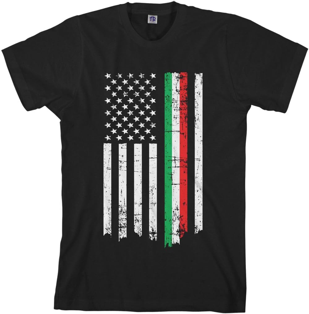 Threadrock Men's Italian American Thin Line Flag T-Shirt Medium Black