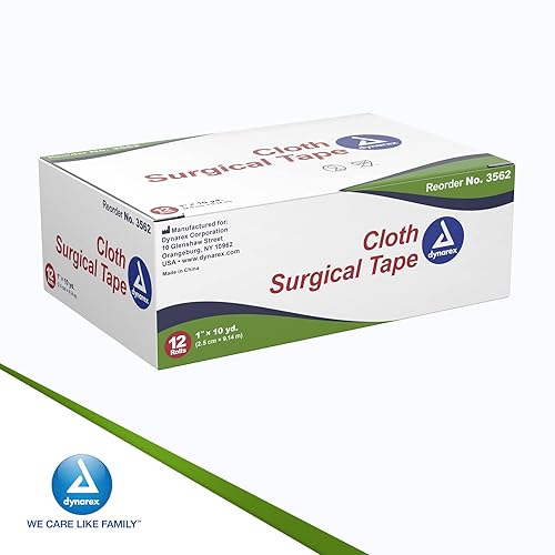 Miniatura 7 de Dynarex Cinta quirúrgica de tela, duradera, tela sedosa suave y lisa, sin látex, cinta autoadhesiva, rasgable, adherencia segura, blanca, 1 pulgada