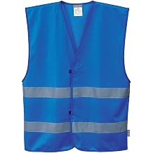 Portwest F474 Iona Hi Vis Vest Mens Womens Reflective Safety Gilet Lightweight Breathable Workwear Crew Steward Visitor Event Warehouse Contractor Security Driver, Royal Blue, S/M