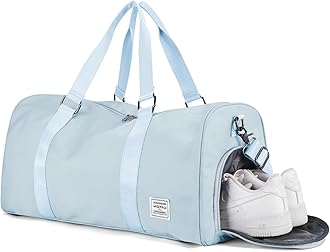 Gym Bag for Women Men with Shoe Compartment,Small Travel Duffle Bags for Traveling Overnight Weekender Bag Personal Item Travel Bag Large Sport Gym Bag Workout Bag Hospital Holdalls Sky Blue