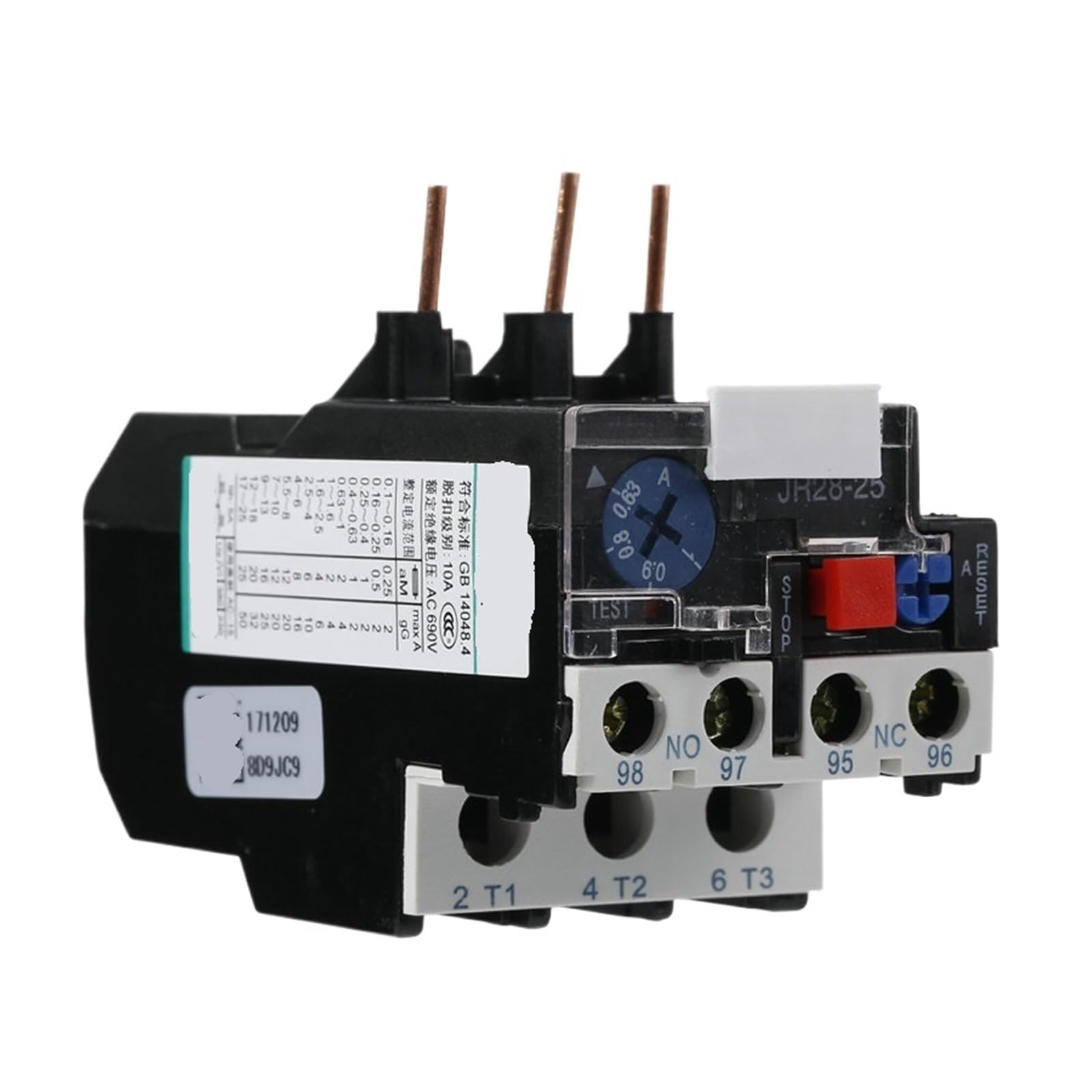 Relais thermique tripolaire JR28-25 LR2 D13 avec contacts auxiliaires 1NO+1NC