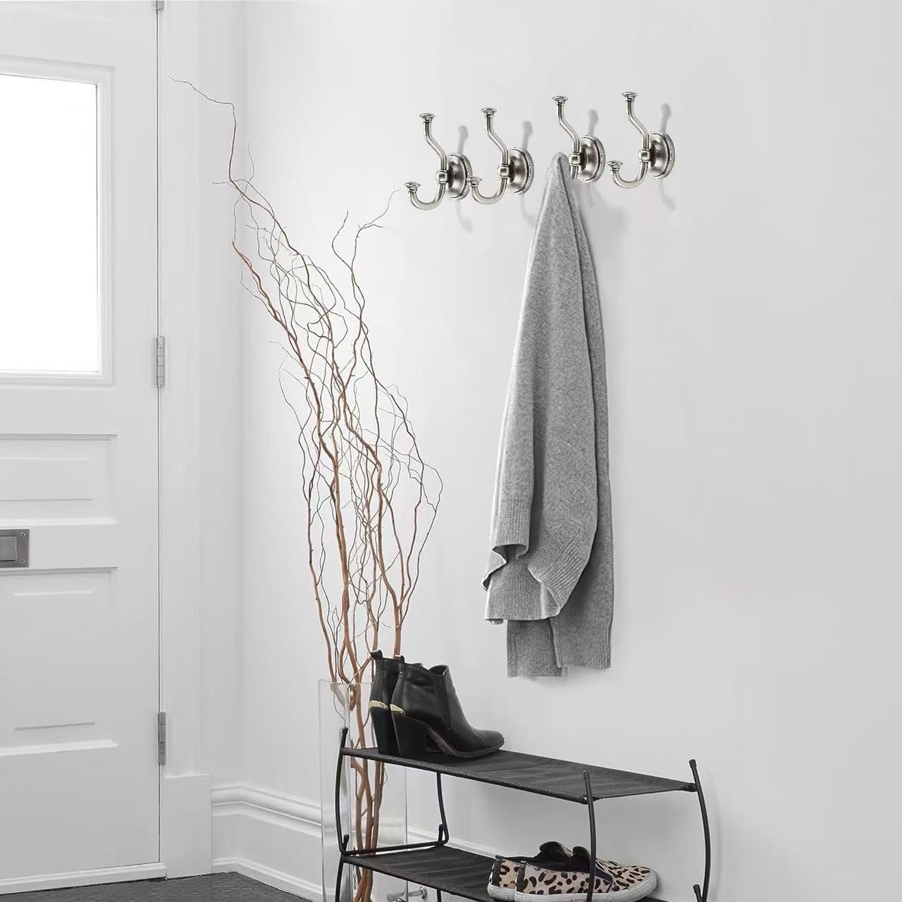 KHTUMEWARE-KH318 Brushed Nickel Coat/Robe Hooks in Brushed Nickel — KHTUMEWARE