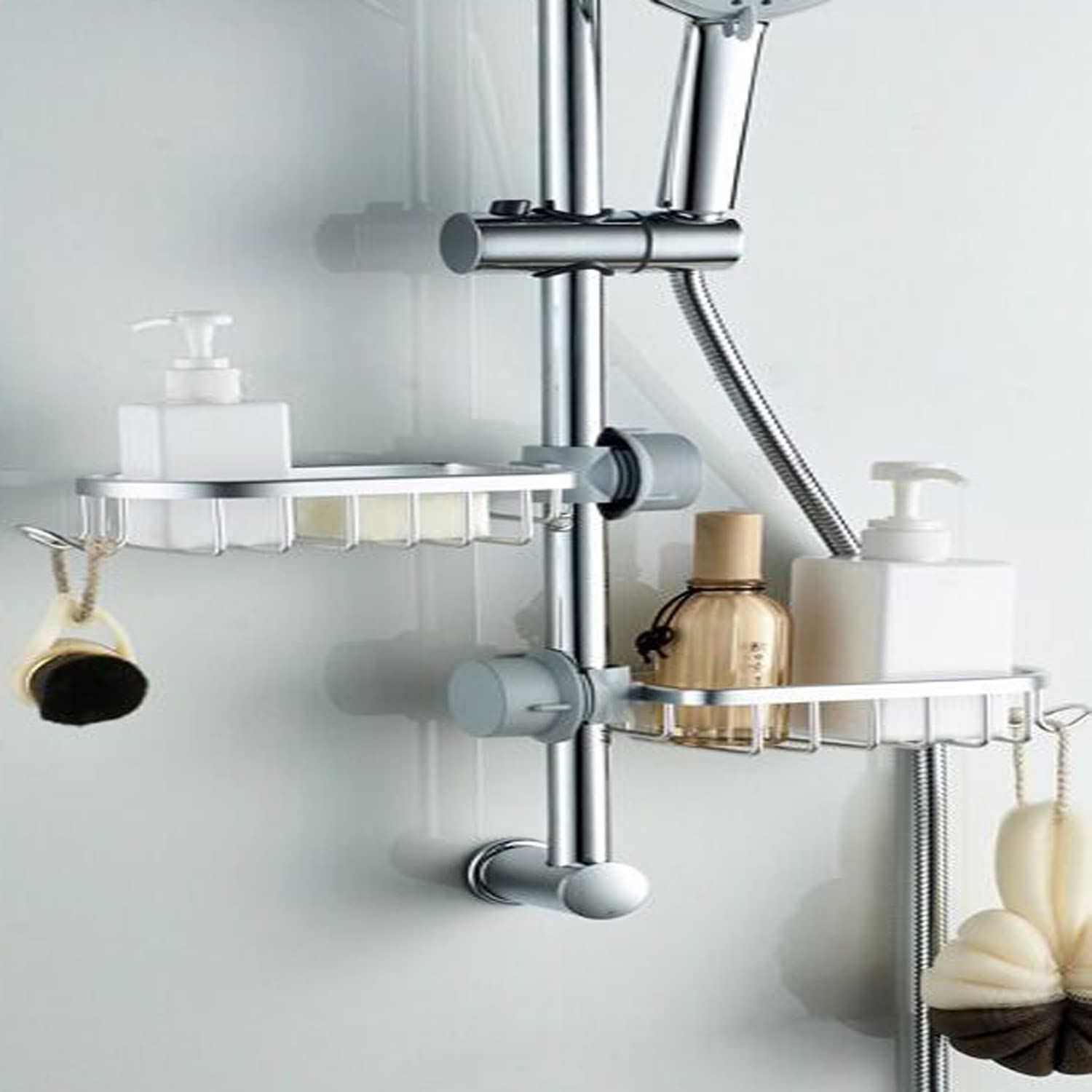 Porta spugna per lavello cucina organizer per lavello sospeso alluminio mensola per rubinetto con organizer per supporto per riporre oggetti argento | Leroy Merlin