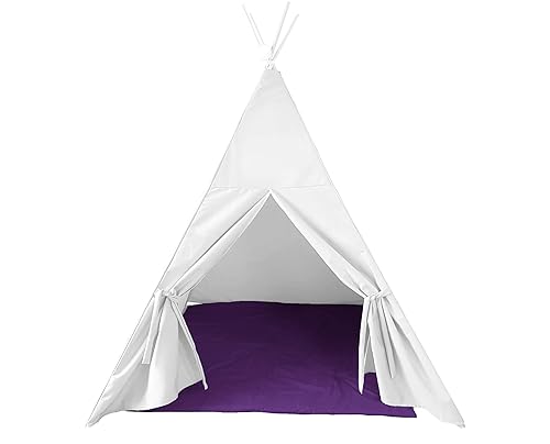 Miniatura 1 de Floor Mat 43" Square Multi Colours Big Meditation Reading Corner Tent Cover Teepee Mat Seat Tipi Canopy Indoor Living Room Bedroom Pad (Purple)