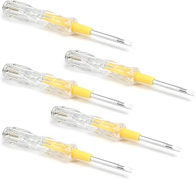 Heyiarbeit 2pcs Voltage Tester AC/DC 100-500V Tester Screwdriver with 3.5mm Slotted Phillips Screwdriver Circuit Tester Pen Electric Contact Voltage Tester for Circuit Test, Clear and Yellow