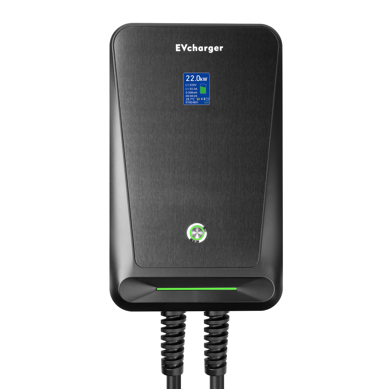 Wallbox 22kW Tipo 2, Caricatore EV Trifase 32A con Schermo LCD e Cavo da 6m IP66, Compatibile con Tutte le Auto Elettriche e Ibride Plug-in [IEC 62196-2]