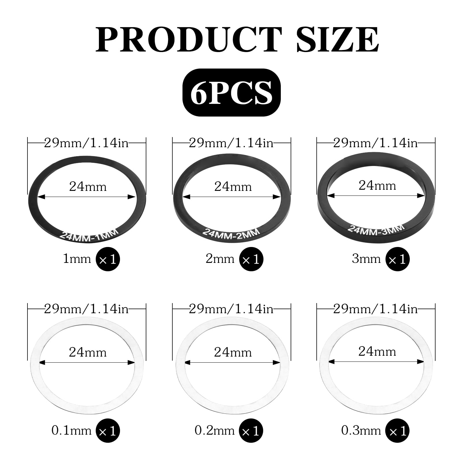 Set de 6 Piezas de Arandelas y Espaciadores para Manivela de Bicicleta, Compatibles con BB86/91/92/BB30/PF30