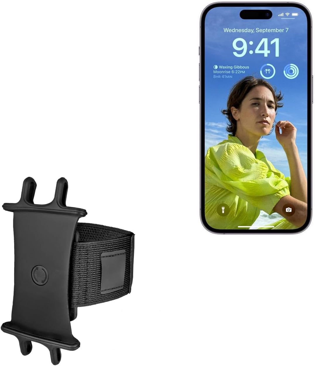 BoxWave Holster Compatible with Apple iPhone 16 - ActiveStretch Sport Armband, Adjustable Armband for Workout and Running - Jet Black