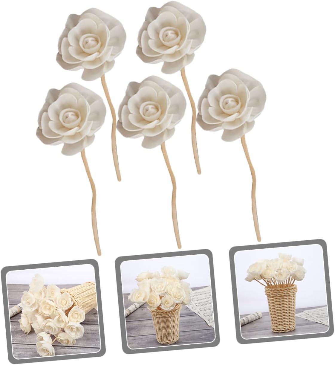 5pcs Accessories Home Diffuser Flower Bouquet Accessories Floral Essential Oil Rattan Scented Sticks Flower Reed Diffuser Aroma Diffuser Sticks Rattan Fragrance Sticks