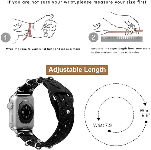 Miniatura 6 de VIQIV Correa de cuero compatible con Apple Watch Band 1.929 in 1.772 in 1.732 in 1.654 in 1.614 in 1.575 in 1.496 in Series Ultra SE 9 8 7 6 5 4 3 2