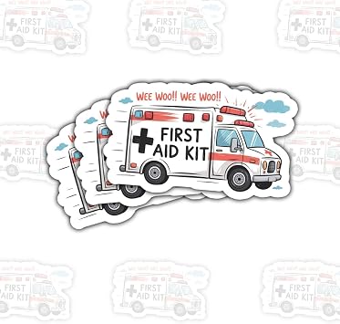 3pcs-3in First Aid Kit Wee Wooo Sticker Funny EMT Medical Meme Stickers