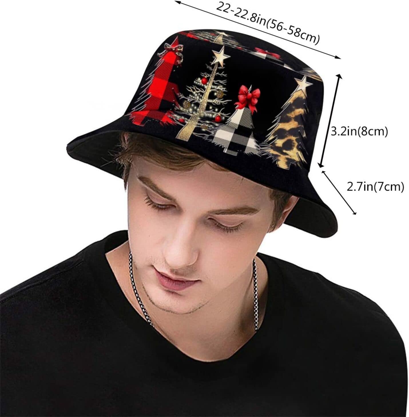 Christmas Theme Bucket Hat Unisex Sun Hat Fisherman's Cap for New Year Festive Holiday Party - Image 3