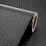 Livelynine Black Textured Peel and Stick Wallpaper Grasscloth Self Adhesive Wall Paper for Bathroom Bedroom Kitchen 15.8x78.8inch Waterproof Black Contact Paper for Cabinets Kitchen Cabinet Vinyl Wrap