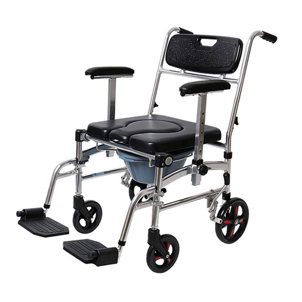 Xwzjy Women's Bariatric Toilet Seat Controlled Adaptable Shower Commode Chair With Footrests, Wheeled Bathroom Chair For Elderly, Disabled,Bathroom Aid For Mobility Easy Transfer