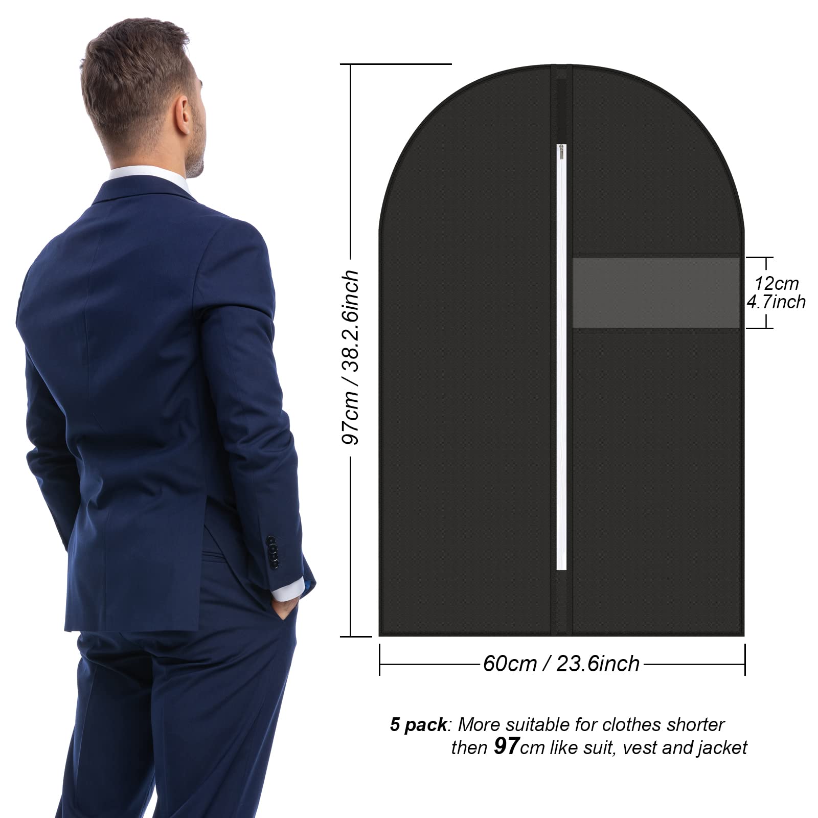 Set 5 Sacchi Per Abiti Lospitch - 128x60 Cm, Tessuto Non Tessuto Con