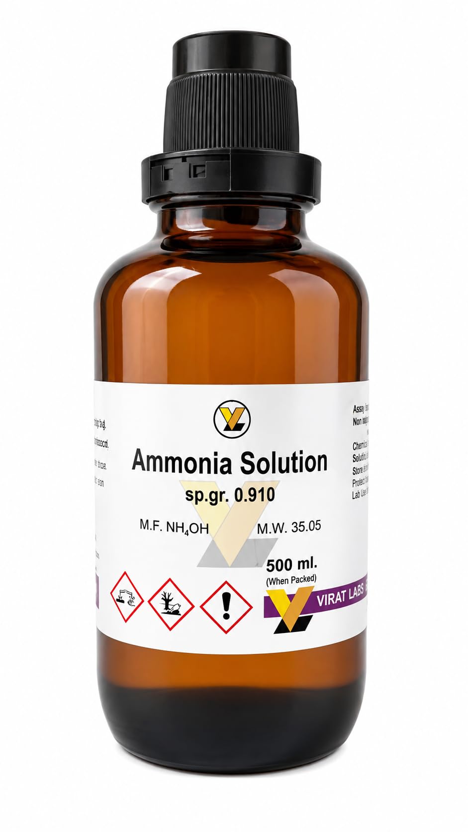 Ammonia Solution 25% Ammonium Hydroxide 500ml for Lab Use | Lab Testing, Research Purpose, 25% Concentration, 500ml Volume, Ammonium Hydroxide-picture-12