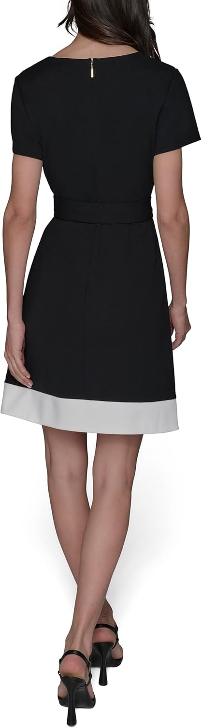 Karl Lagerfeld Womens Belted Buttons Down Front Scuba Crepe Dress - Image 4