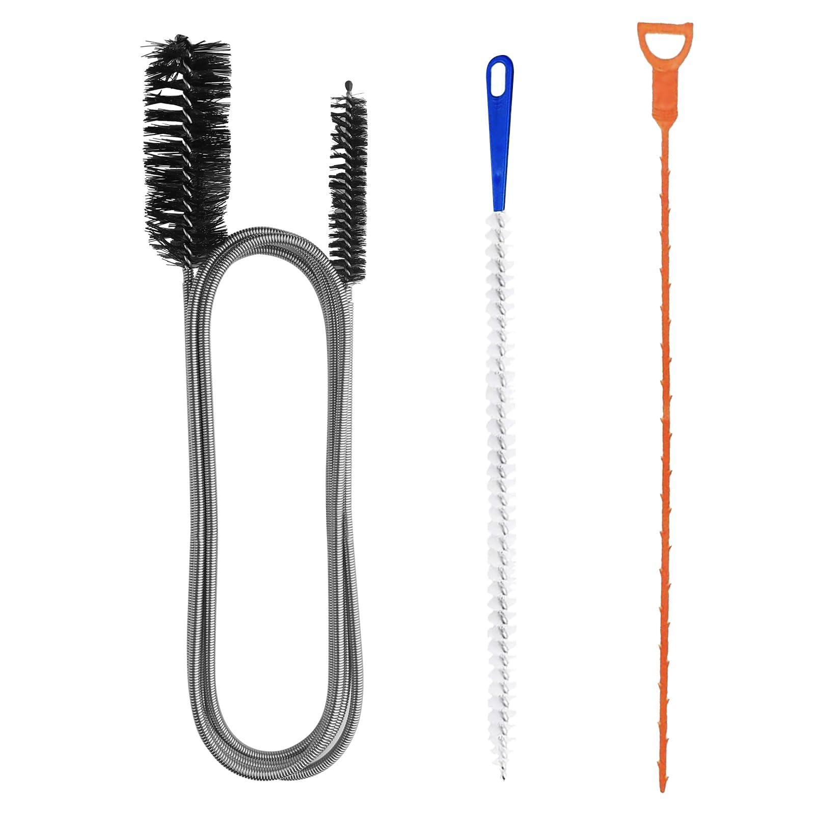 Kit De 4 Outils De Nettoyage Canalisations - Brosse Spiralée, Crochets Déboucheurs, Réutilisable - Pour éviers, Douches, Tuyaux - 6