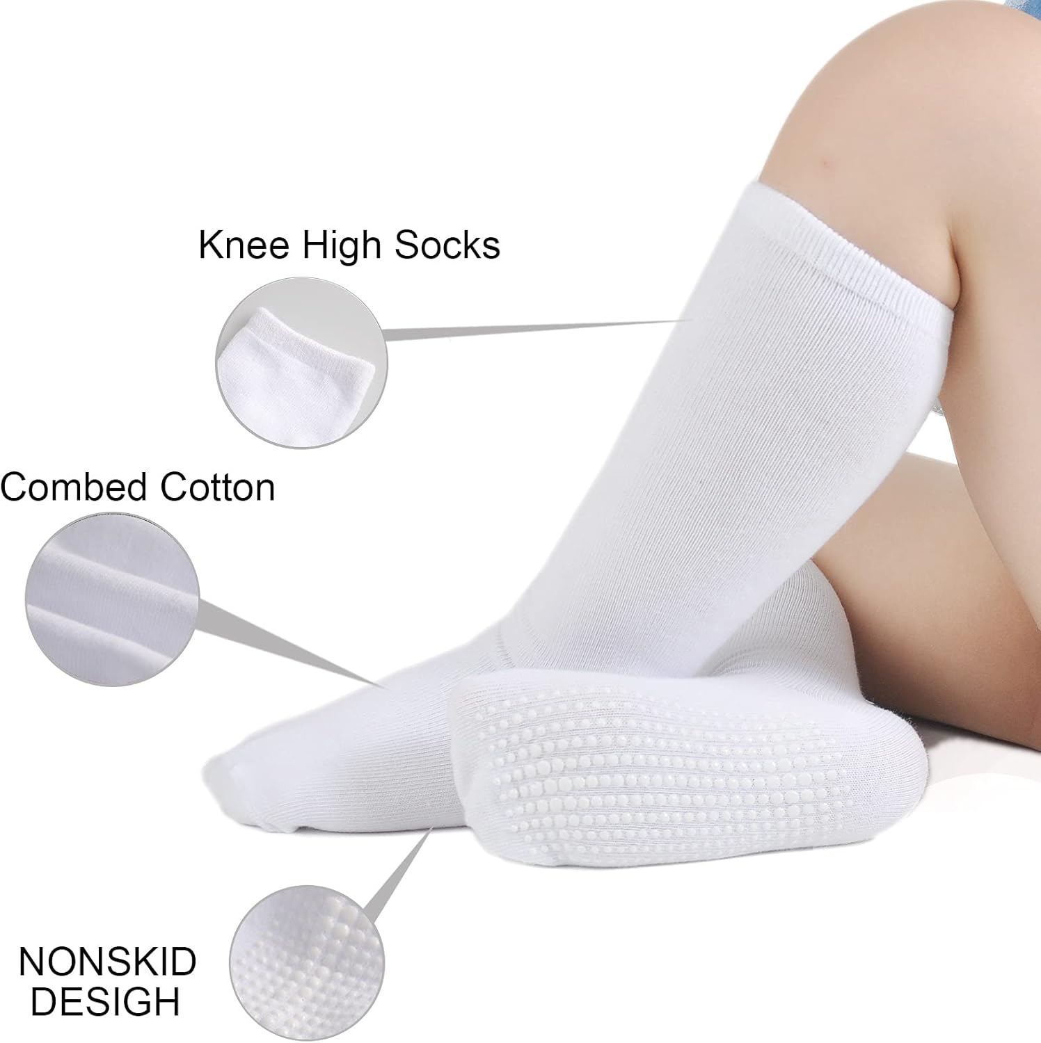 EPEIUS Knee High Socks with Non-Slip Grip,Toddler Athletic Stripe Team Tube Socks Kids Boys Girls 5-Pack - Image 3