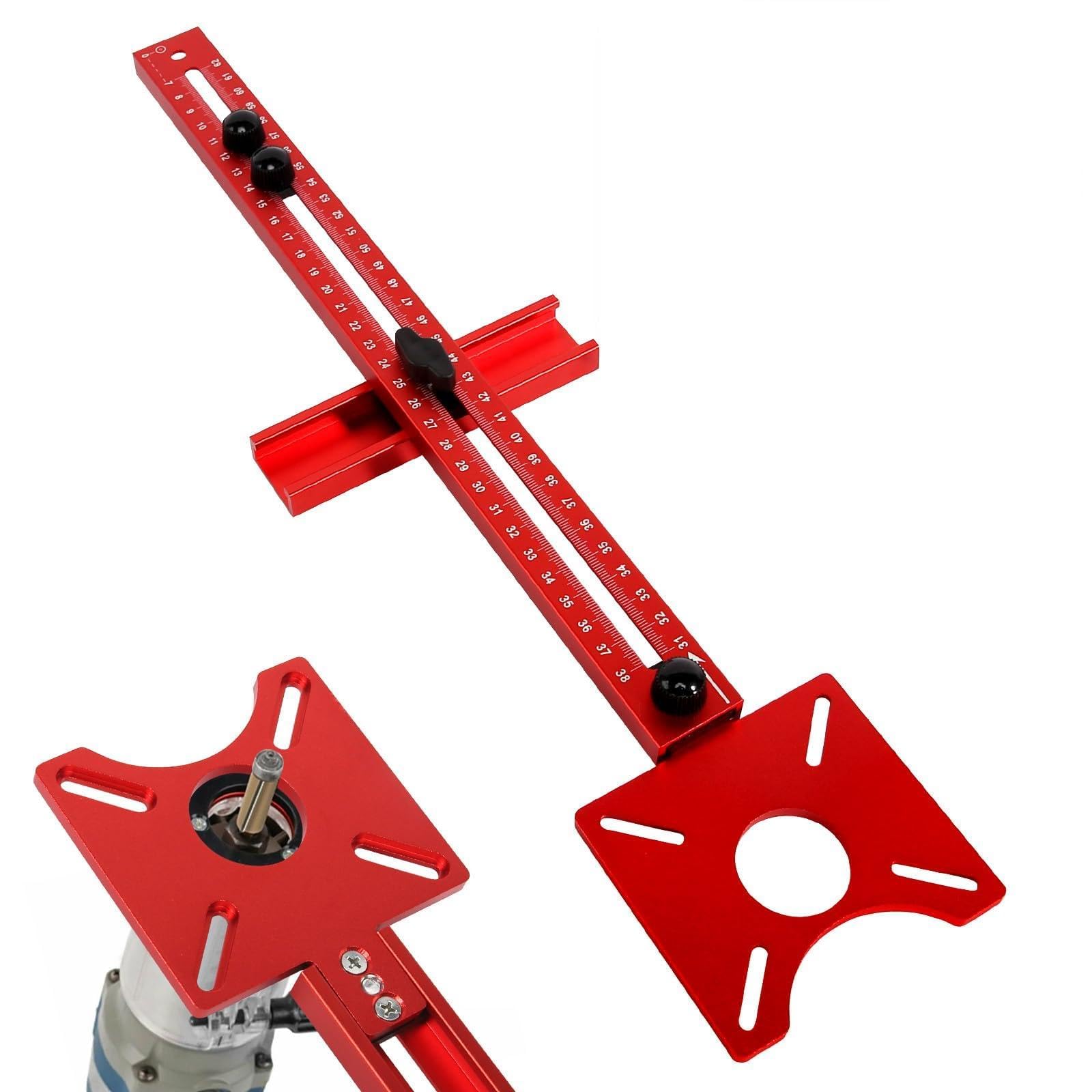 Plantilla de fresado de aluminio ajustable 4 en 1, guía de fresado, compás de fresado, radio de 90 mm hasta 370 mm, plantilla de fresado multifuncional para carpintería DIY